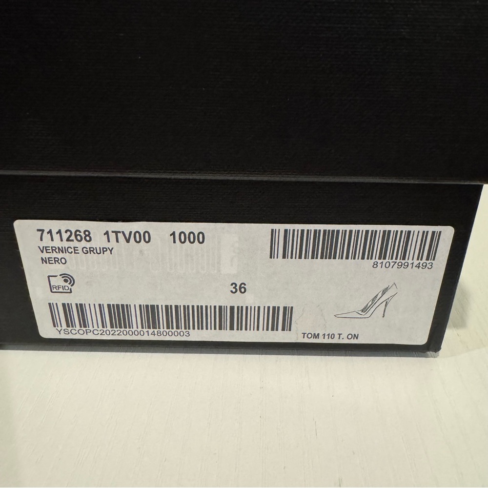 Auenthic Saint Laurent Square Toe Black Pump Heel Sandal Size 36 NIB - Picture 10 of 11